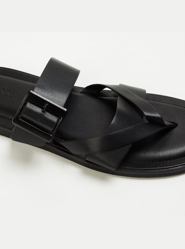 CODE Solid Sandals with Buckle Strap