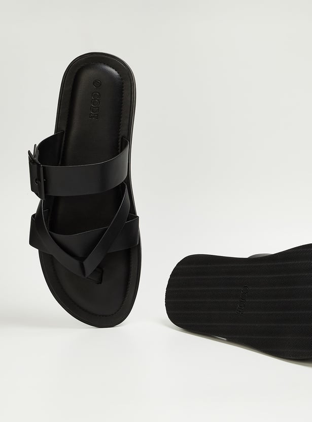 CODE Solid Sandals with Buckle Strap