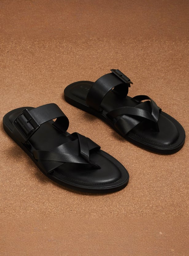 CODE Solid Sandals with Buckle Strap
