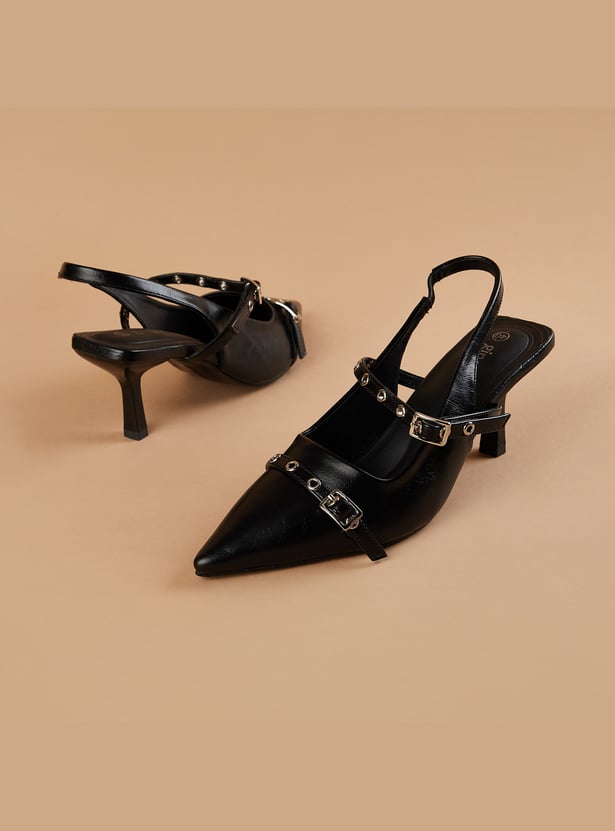 GINGER Buckle- Detailed Spool Heels