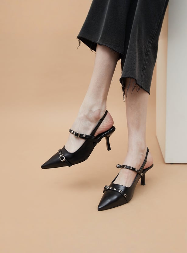 GINGER Buckle- Detailed Spool Heels