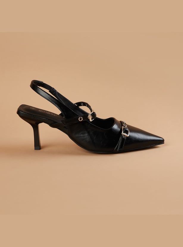GINGER Buckle- Detailed Spool Heels