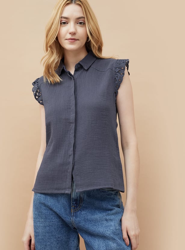 FAME FOREVER Textured Shirt Style Top