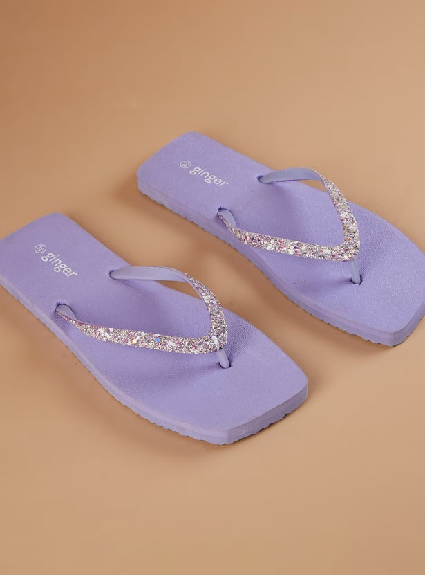 GINGER Embellished V-strap Flip Flops