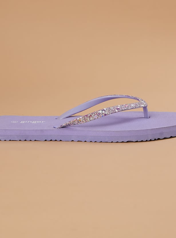 GINGER Embellished V-strap Flip Flops