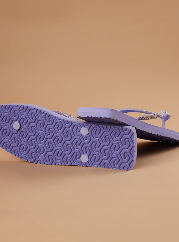 GINGER Embellished V-strap Flip Flops