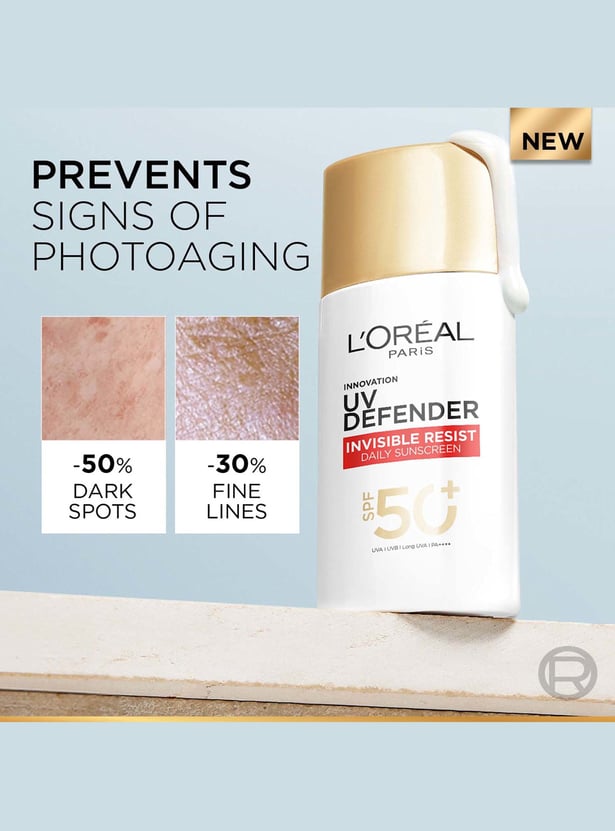 L'OREAL PARIS UV Defender Invisible Resist Daily Sunscreen SPF50+ PA++++ - 50 ml