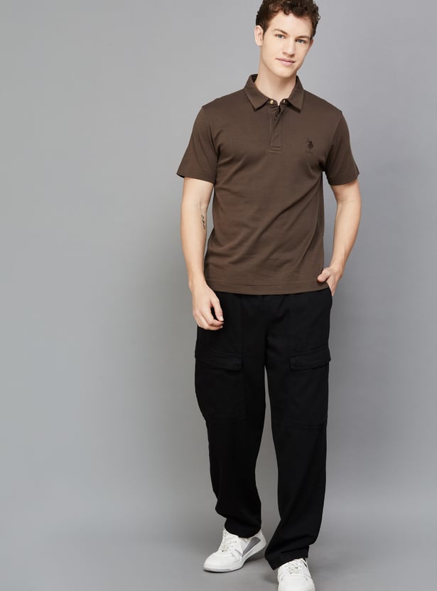 US POLO ASSN Solid Slim Fit Polo T-shirt
