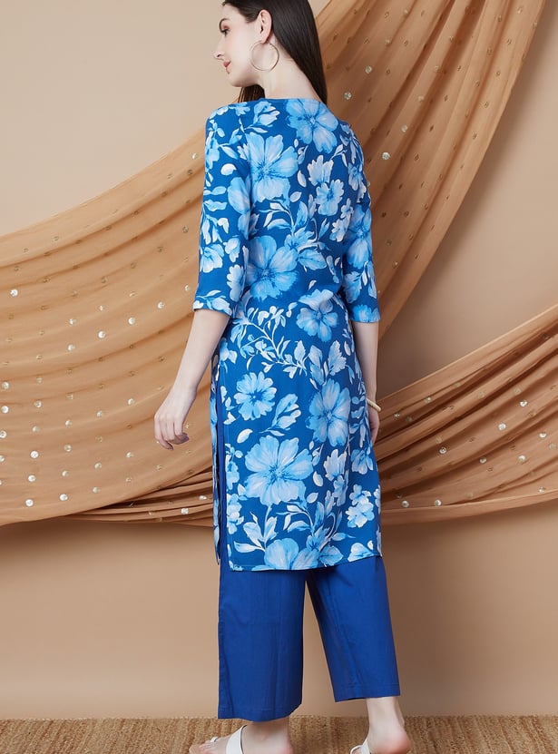 MELANGE Floral Print Straight Kurta