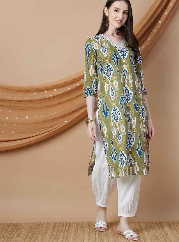 MELANGE Printed Straight Kurta Set
