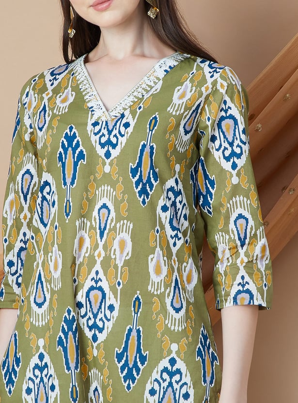 MELANGE Printed Straight Kurta Set