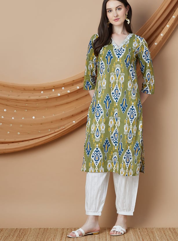 MELANGE Printed Straight Kurta Set