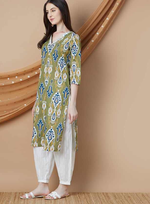 MELANGE Printed Straight Kurta Set