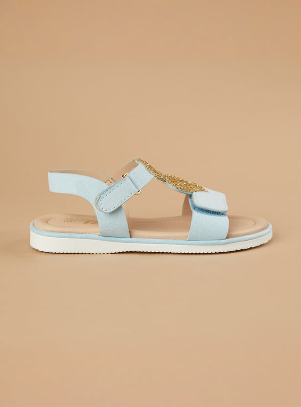 FAME FOREVER Girls Sequined Sandals with Velcro Strap