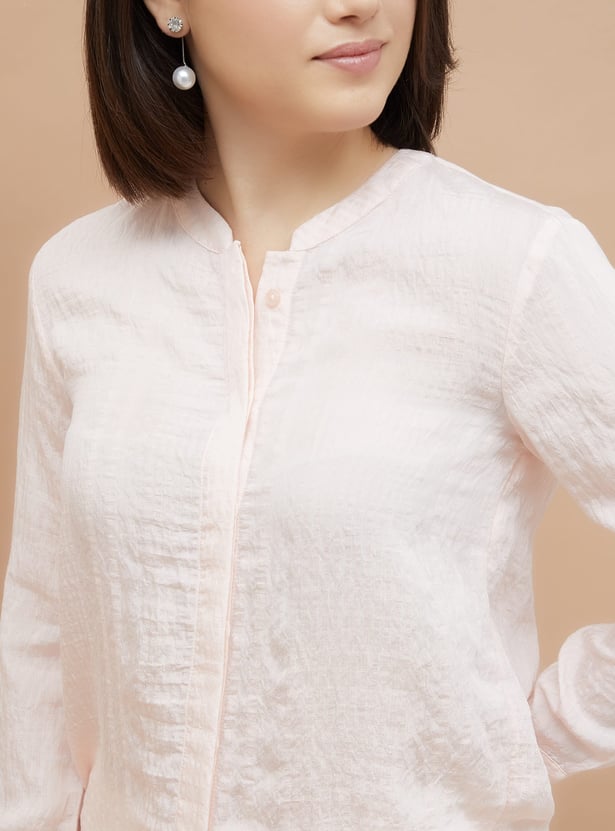 CODE CLASSIC Self-Striped Shirt Style Top