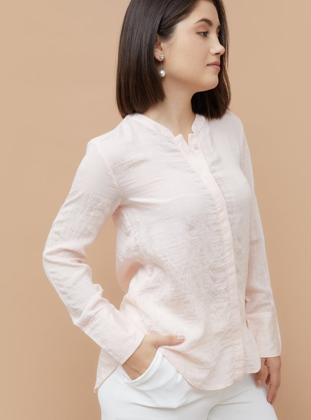 CODE CLASSIC Self-Striped Shirt Style Top