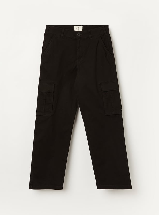 PEPE JEANS Boys Solid Regular Fit Cargos