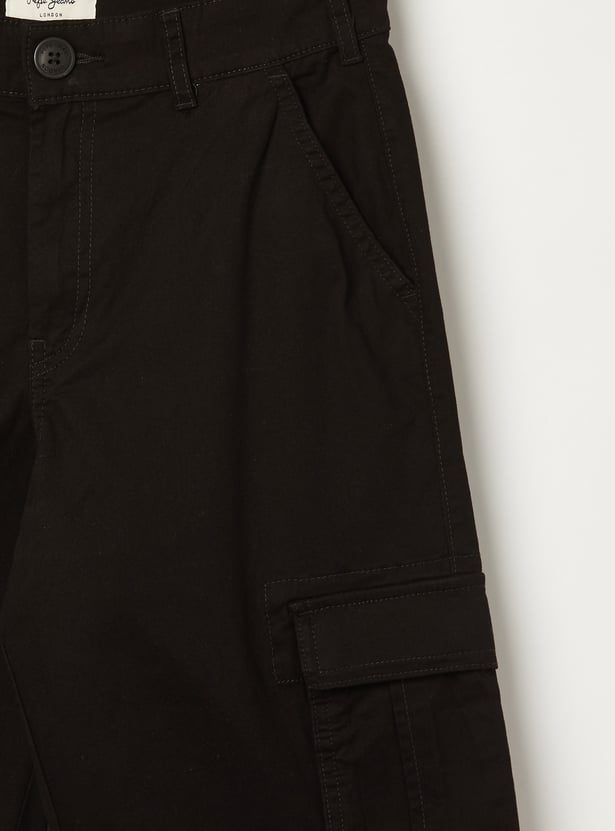 PEPE JEANS Boys Solid Regular Fit Cargos