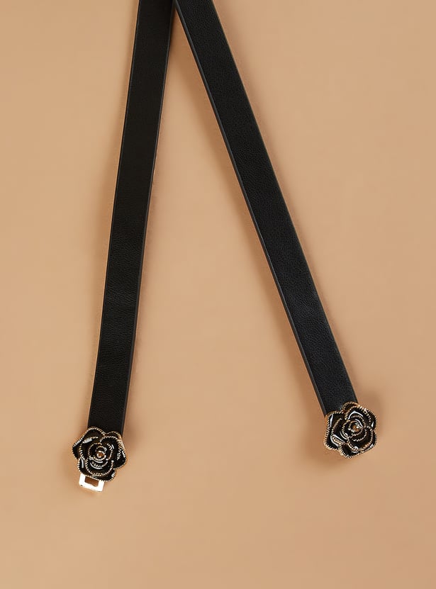 GINGER Solid Belt with Rose Buckle