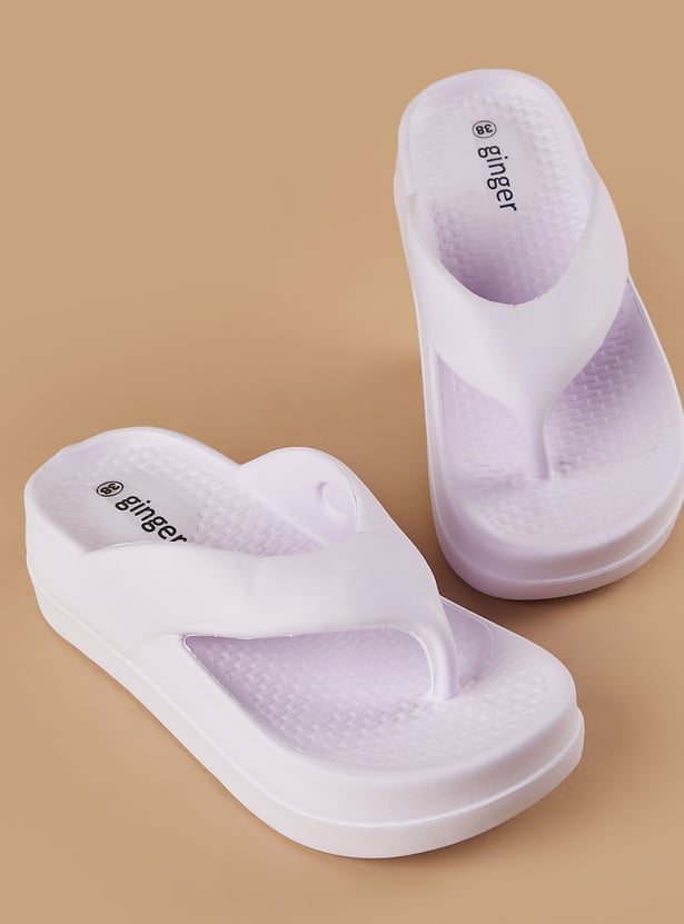 GINGER Solid Thong Strap Flatforms