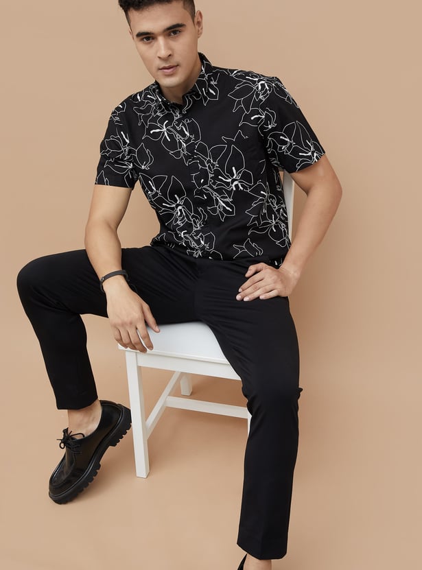 CODE Floral Print Regular Fit Shirt
