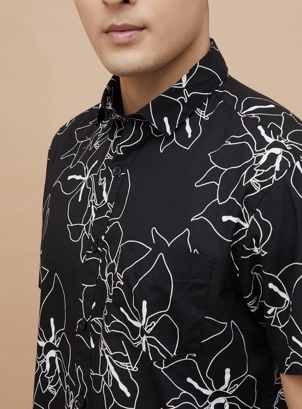 CODE Floral Print Regular Fit Shirt