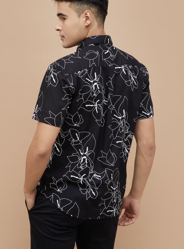 CODE Floral Print Regular Fit Shirt