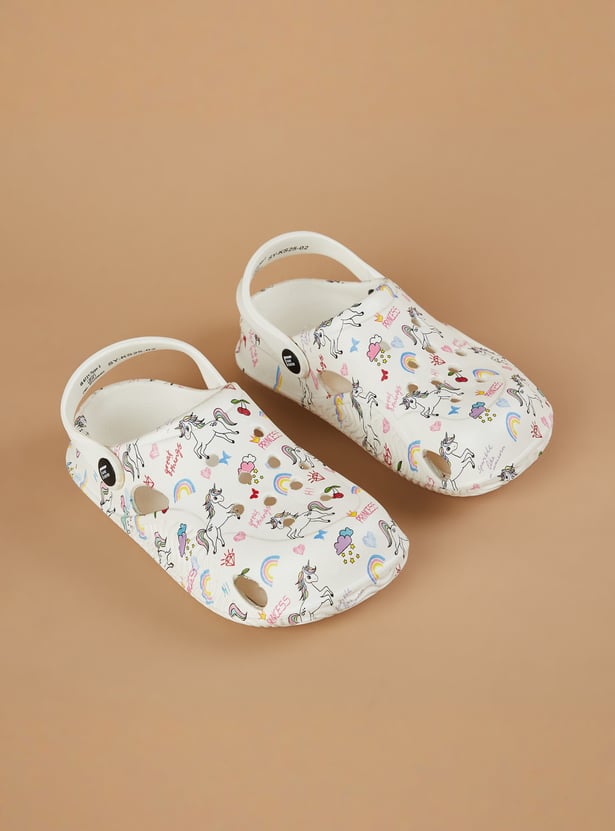 FAME FOREVER Girls Unicorn Print Clogs