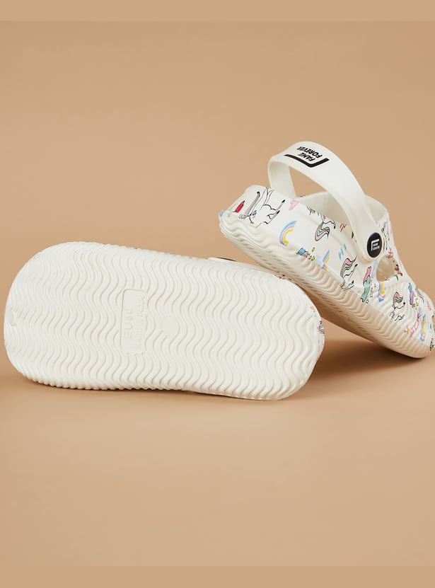 FAME FOREVER Girls Unicorn Print Clogs