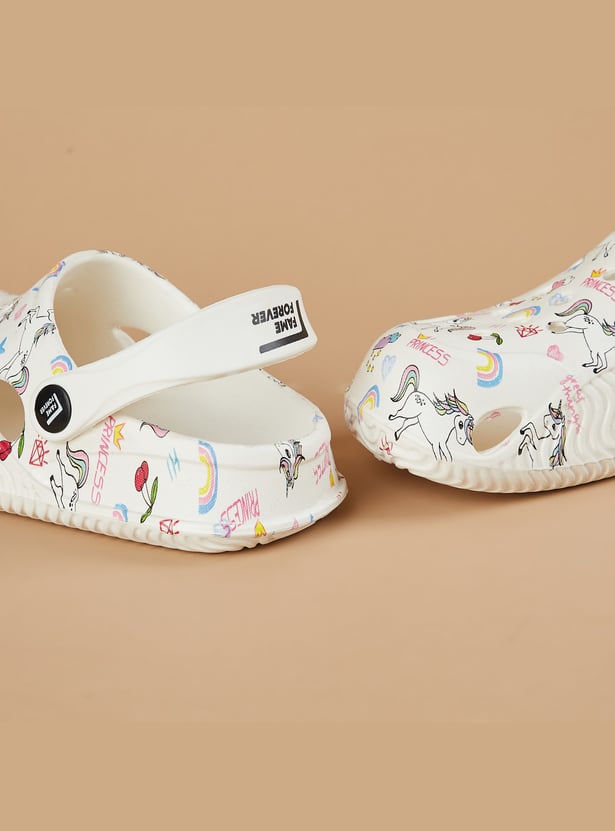 FAME FOREVER Girls Unicorn Print Clogs