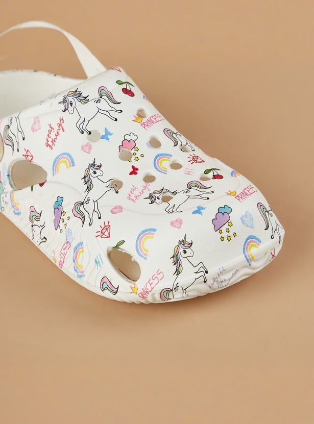 FAME FOREVER Girls Unicorn Print Clogs