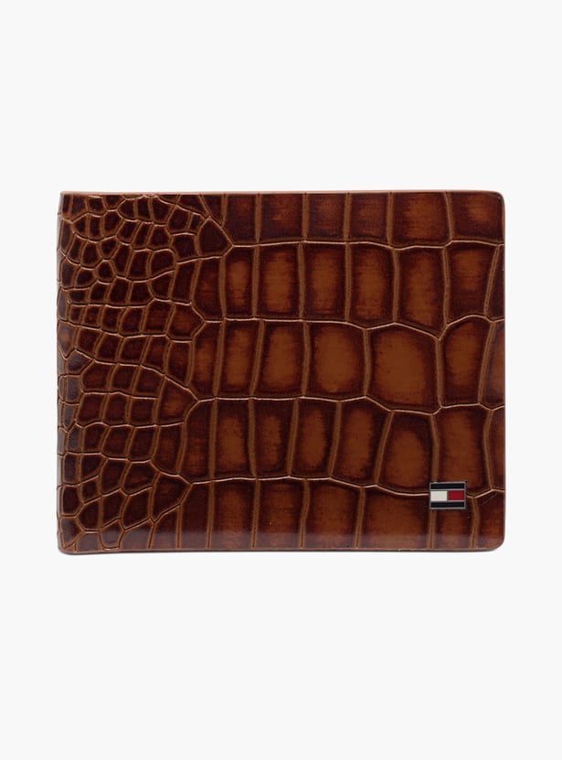 TOMMY HILFIGER Croc-Textured Bi-Fold Leather Wallet