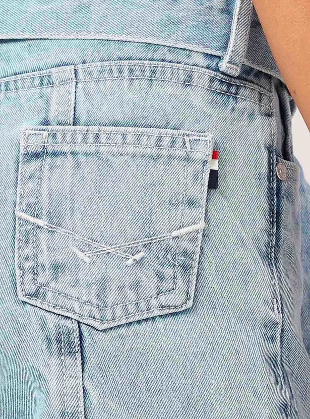 US POLO ASSN KIDS Girls Panelled Wide Leg Denim Cargos