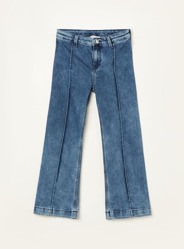 US POLO ASSN KIDS Girls Washed Wide Leg Jeans