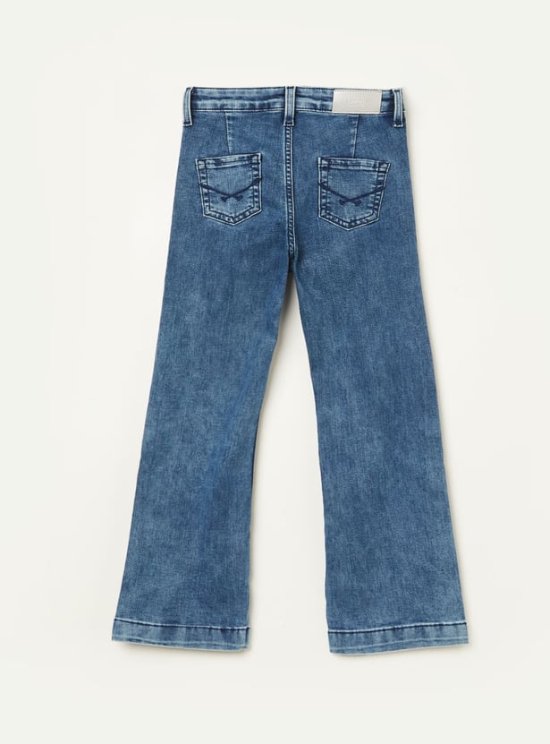 US POLO ASSN KIDS Girls Washed Wide Leg Jeans