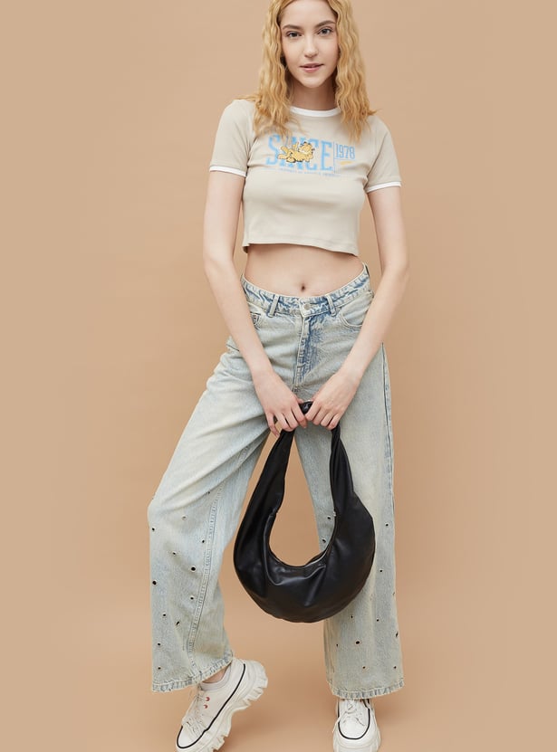 GINGER Garfield Printed Crop T-shirt