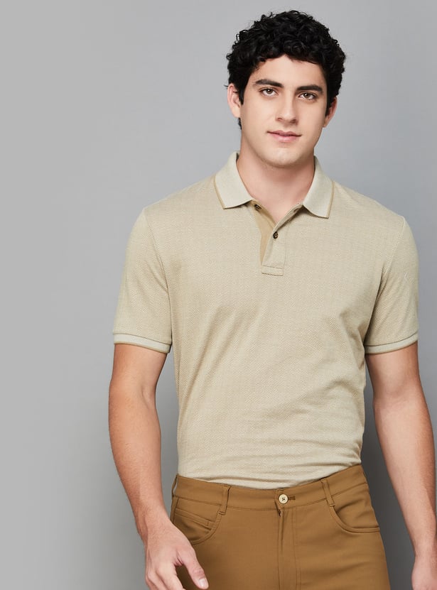 FAHRENHEIT Textured Polo T-shirt