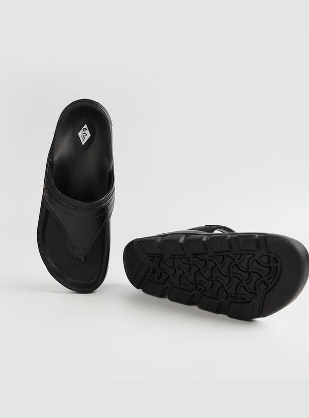 LEE COOPER Leather V-strap Slides