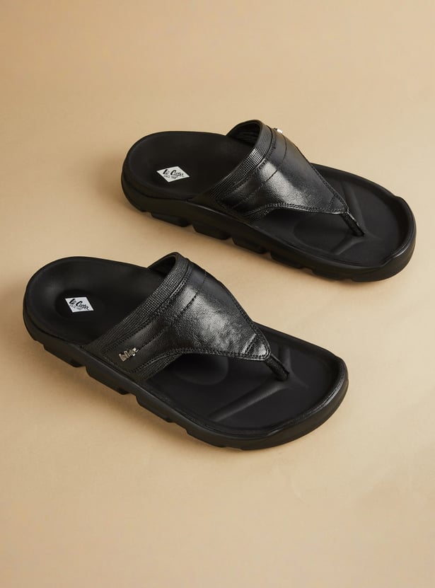LEE COOPER Leather V-strap Slides