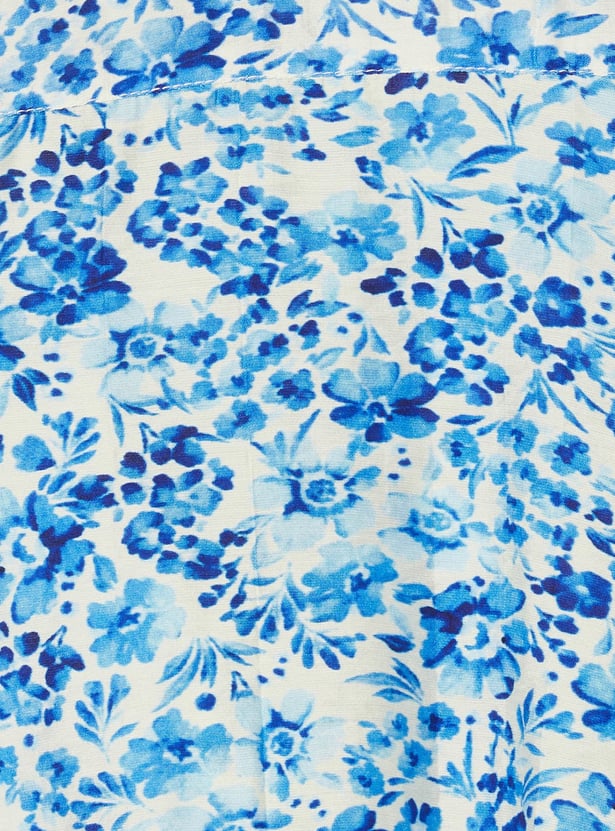 FAME FOREVER Girls Floral Print Shirt-Style Top