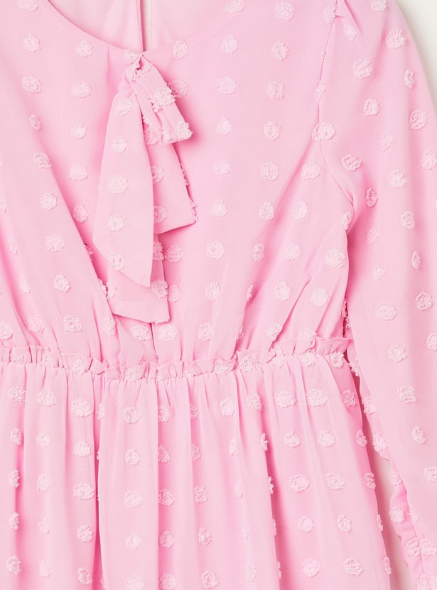 FAME FOREVER Girls Dobby Flounce Hem Dress
