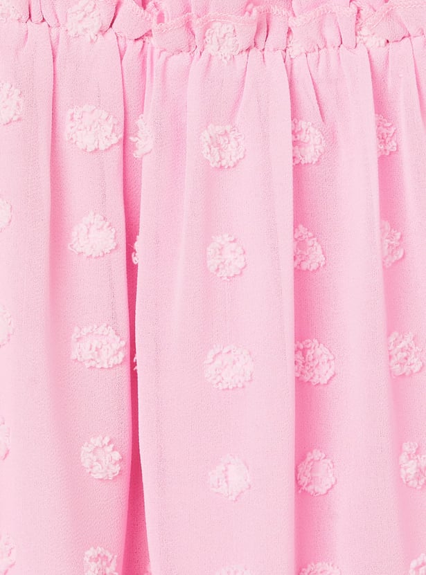 FAME FOREVER Girls Dobby Flounce Hem Dress