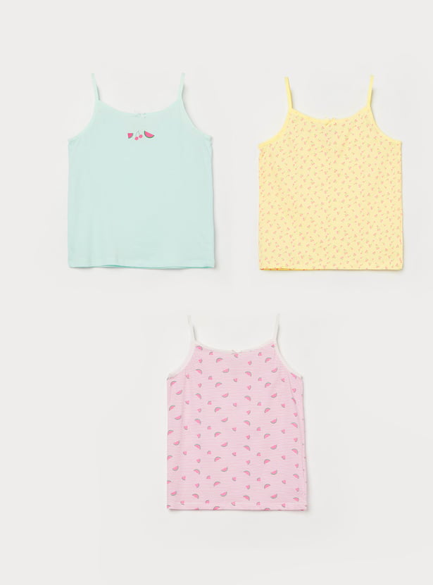 FAME FOREVER Girls Assorted Camisoles - Pack of 3