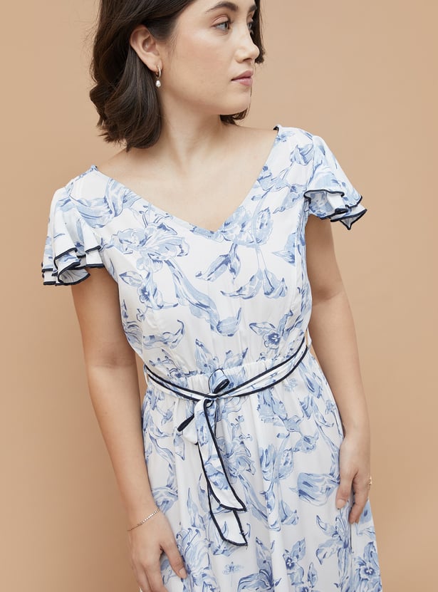 CODE Floral Print Midi Dress