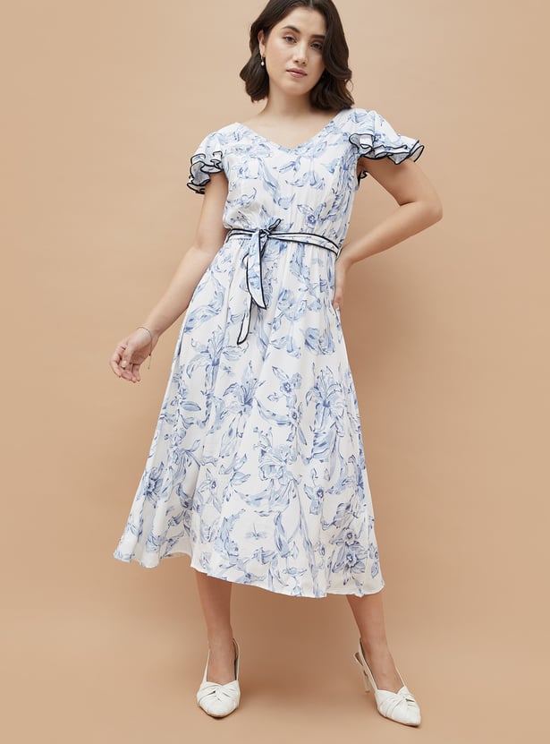 CODE Floral Print Midi Dress