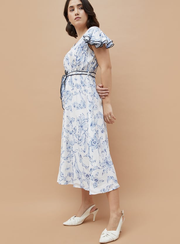 CODE Floral Print Midi Dress