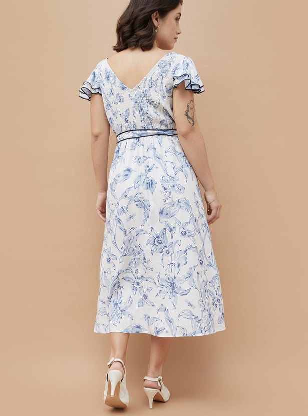 CODE Floral Print Midi Dress