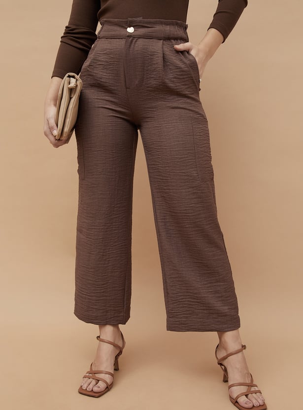 CODE Crinkle Effect Trousers