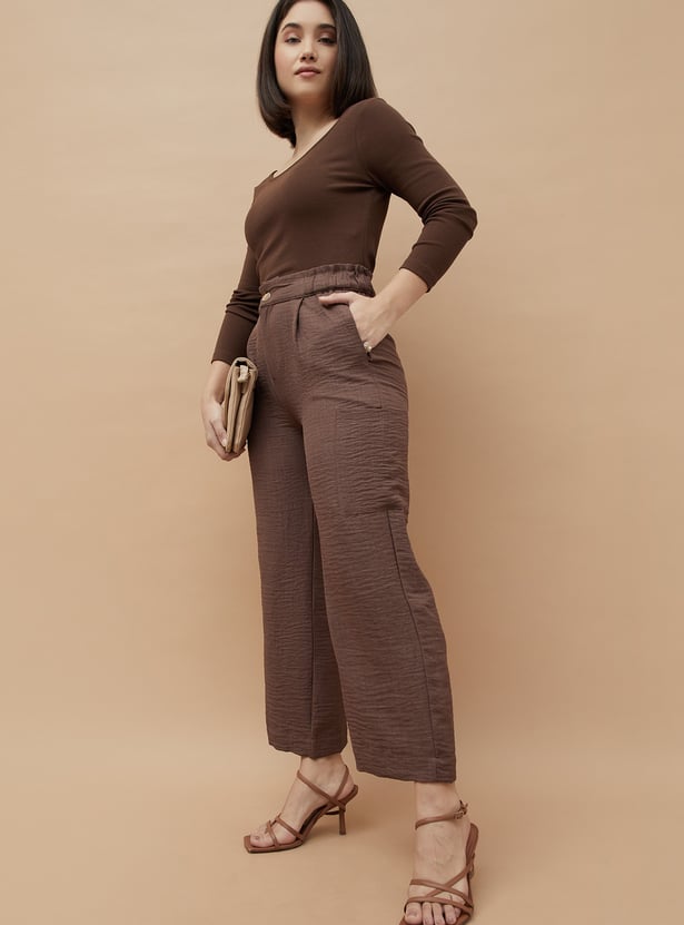 CODE Crinkle Effect Trousers