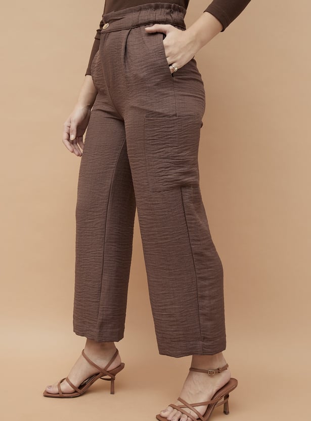 CODE Crinkle Effect Trousers